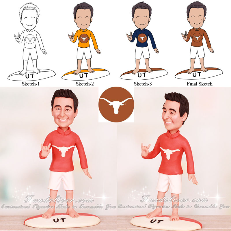 UT Longhorn Surfer Theme 40th Birthday Party Cake Toppers